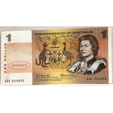 AUSTRALIA 1966 . ONE DOLLAR BANKNOTE . SPECIMEN